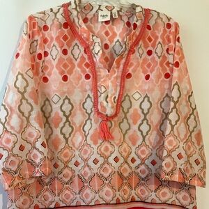 Rafaella Top - Blouse - Tunic LP Polyester Tangerine, Peach, Beige 3/4 Sleeves